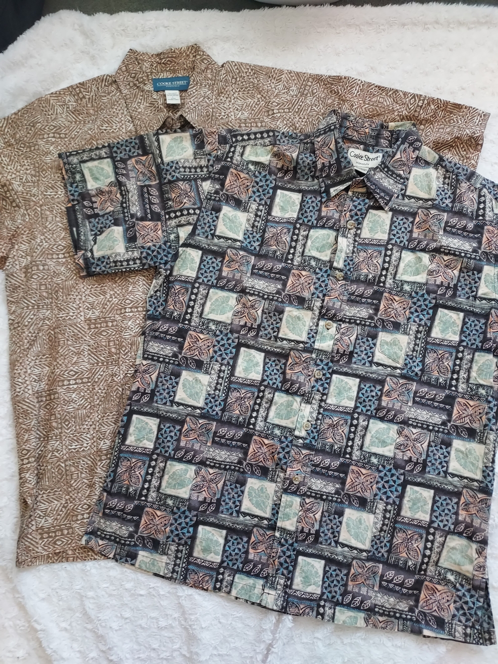 Cooke Street Hawaiian Aloha Neutral Short-Sleeve Button-Down Shirt (2) Large